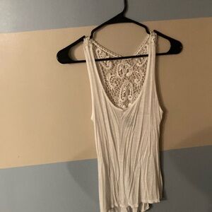 White Lace Back Women's Top
